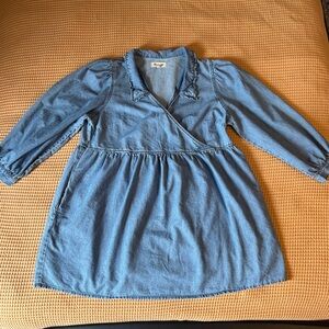 EUC Madewell Ruffle-Collar Faux-Wrap Denim Long Sleeve Mini Dress | Women’s XXL